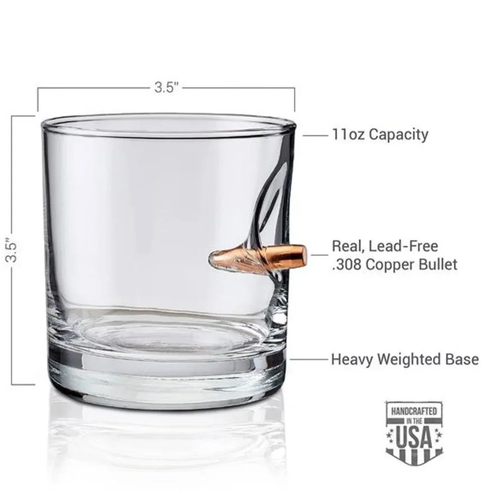 Bullet Rocks Glass with Real .308 Bullet - 11oz